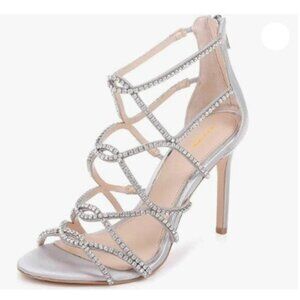 XYD Women Bridal Strappy Peep Toe Cutout Rhinestone High Heel Stilettos Sandals